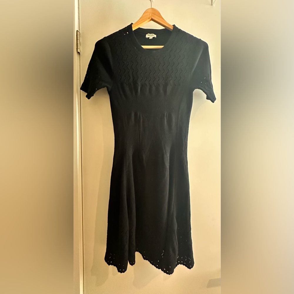 Elegant Kenzo Knit Black Dress -S